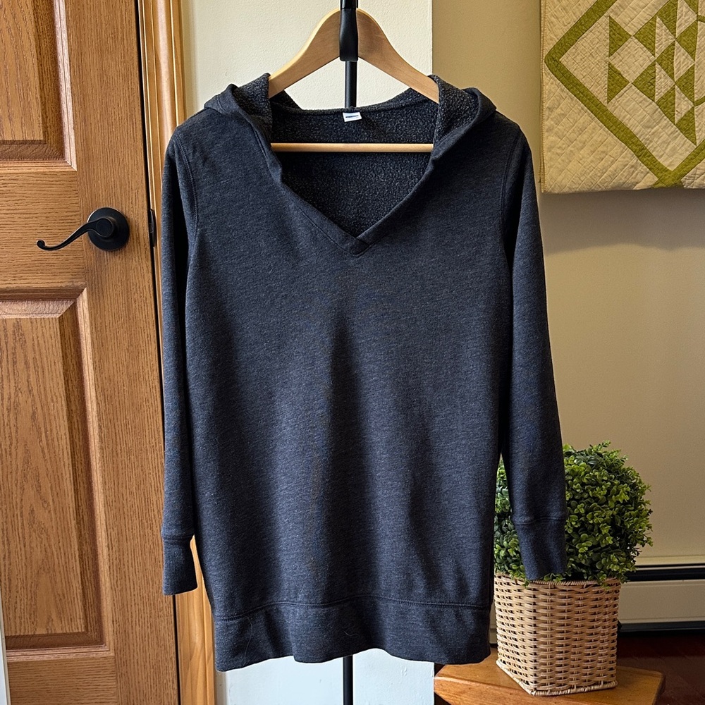 Old Navy Women's Dark Gray V-Neck Sweater Hoodie with side Zippers size small